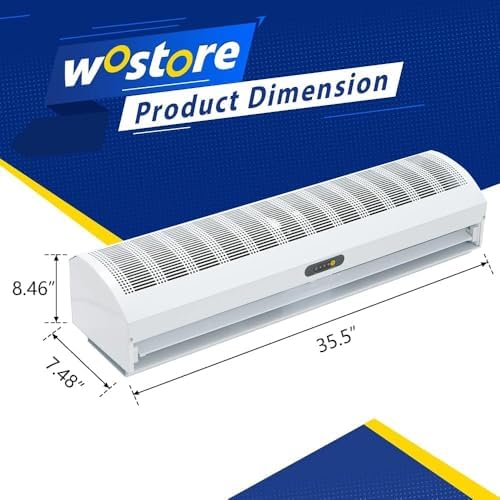 Wostore 36 Inch Remote control Air Curtain Super Power 2 Speeds Adjustable Commercial Indoor Household with Magnetic Door Switch, Lightweight,CE Certified,Easy Installation,110V/120V