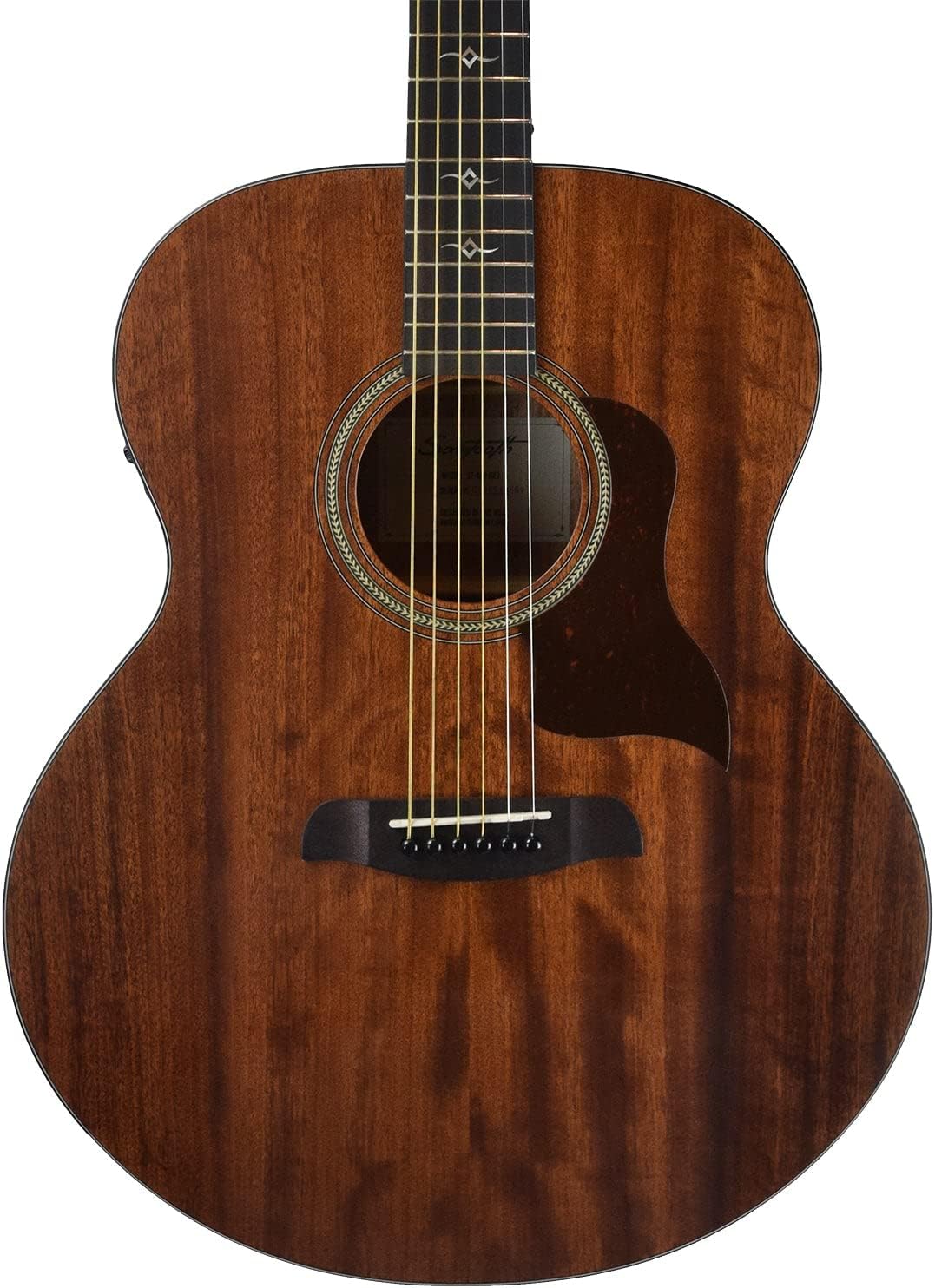 Sawtooth Mahogany Series Solid Mahogany Top Acoustic-Electric Jumbo Guitar with Hard Case & Pick Sampler