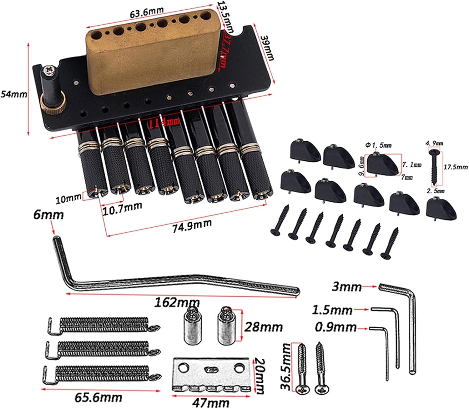 Guitar Bridge System Set 8-String Headless Guitar Bridge Tremolo System with Tailpiece for Electric Guitar Replacement Guitar Accessories Guitar Parts