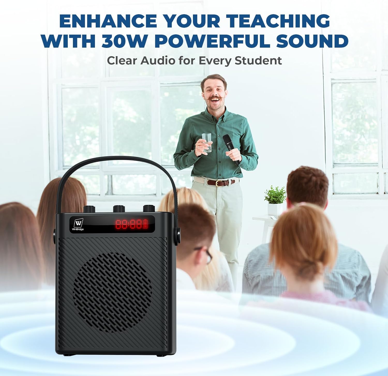 Voice Amplifier with Wireless Microphone & Speaker - Portable Mini Bluetooth PA System with Handheld Mic, 30W Ultra-Light Rechargeable Megaphone for Teachers, Speech & Outdoor Events - S93 Pro