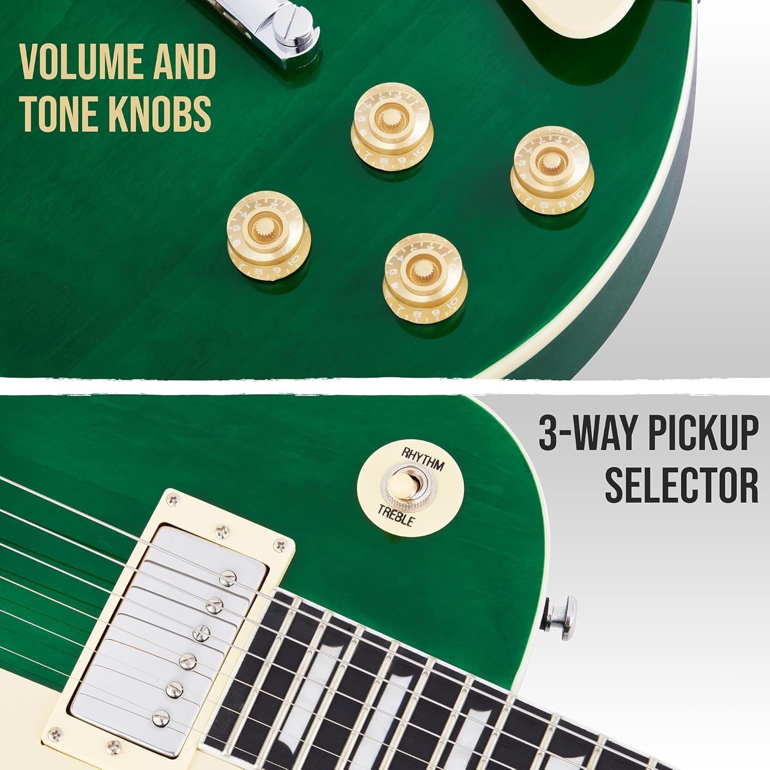 LyxPro 39” SB Series Electric Guitar, LP Style for Beginner, Intermediate & Pro Players Solid Body Guitar - Amp 20 Watt Amplifier Built in Speaker - ¼