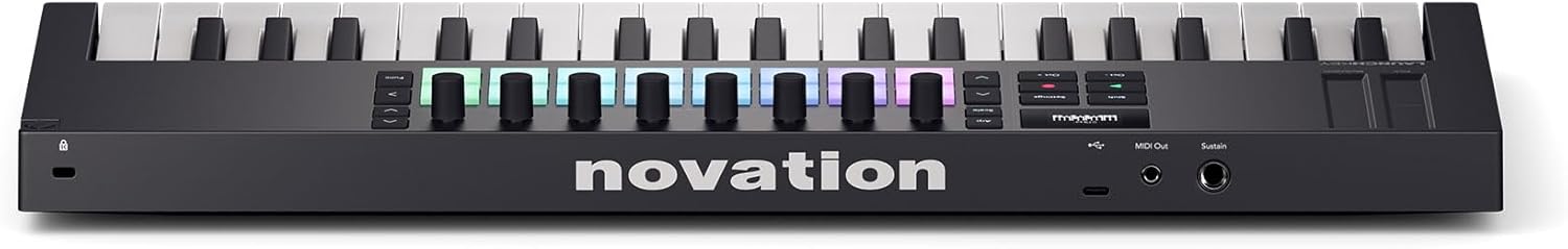 Audiosavings Bundle: Novation LAUNCHKEY MINI 37 MK4 37-key MIDI Ableton Live Keyboard Controller Bundle with Rockville RMC-XLR High-End Metal DJ Handheld Wired Microphone Mic (2 Items)