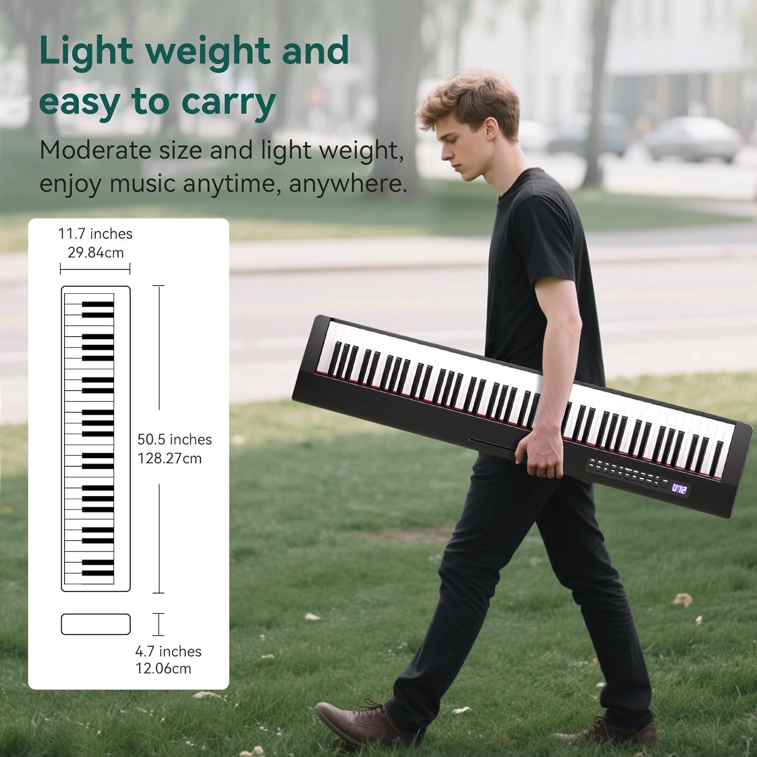 Rosen P21 Semi-Weighted Keyboard 88 Keys Beginner Digital Piano, Portable Electric Piano with Sustain Pedal and Power Supply,Black