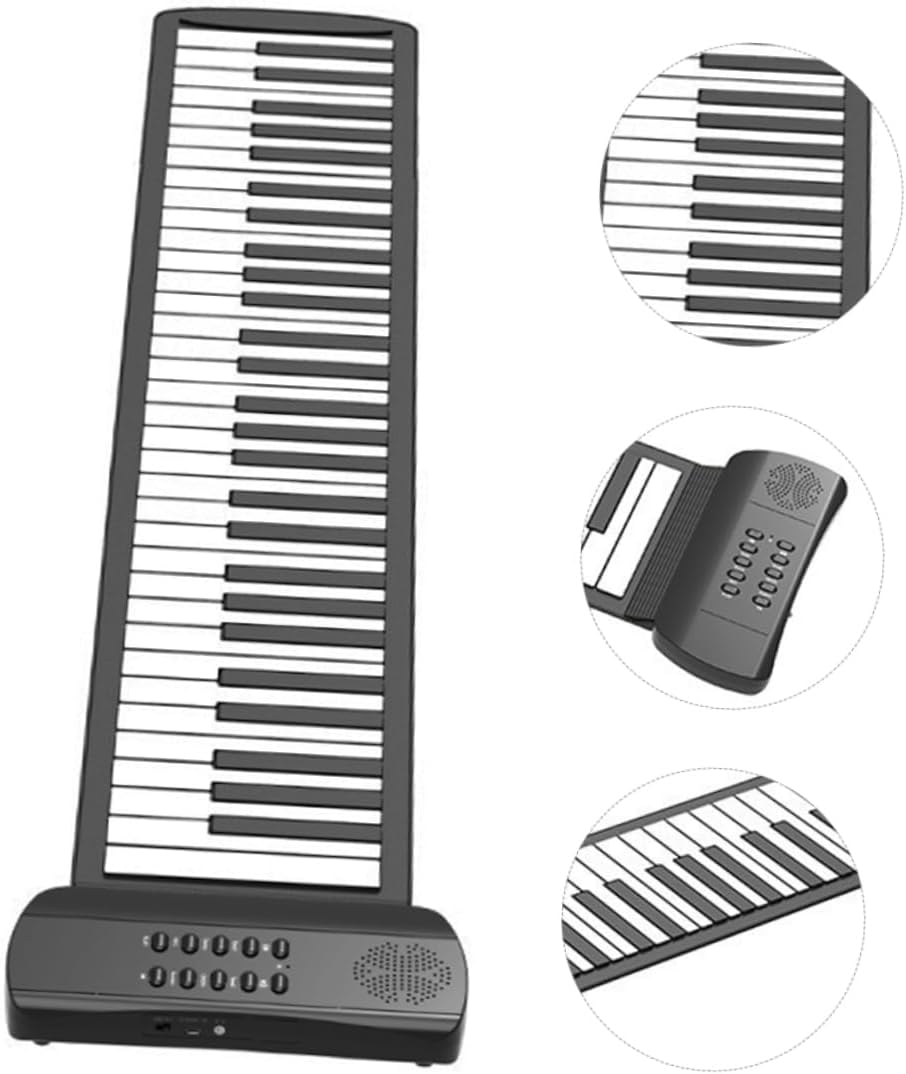 Mikinona 61-Key Roll-up Keyboard Piano Hand-Rolled Electronic Portable Boys and Girls Musical Toy