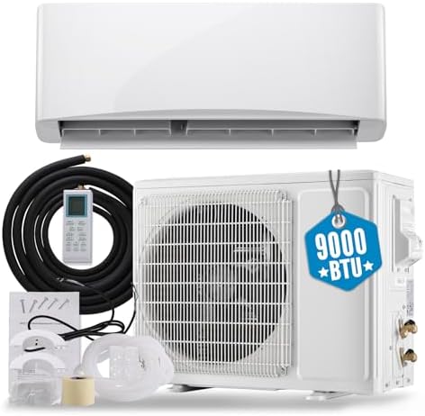 WANAI 9000 BTU 115V Mini Split Air Conditioner & Heat Pump System, 17 SEER2 Split Unit Ac Cool Up to 450 Sq.Ft with Installation Kit for Home, Office & Commercial Space