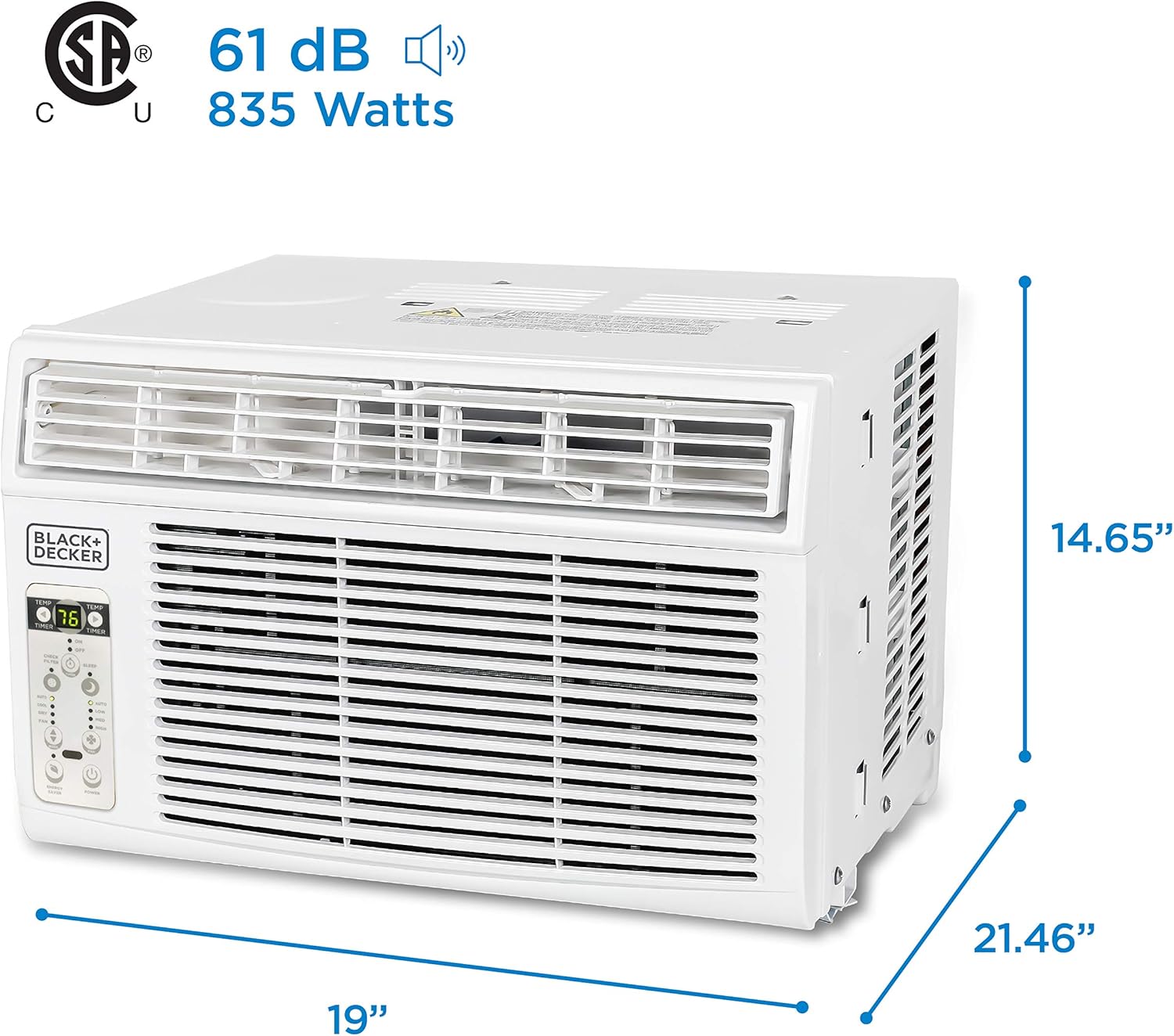 BLACK+DECKER Window Air Conditioner 10000 BTU, AC Window Unit Cools Up to 450 Square Feet, Window AC Unit with Remote Control, 3 Cooling Speeds and Fan Only Function, BD10WT6, White