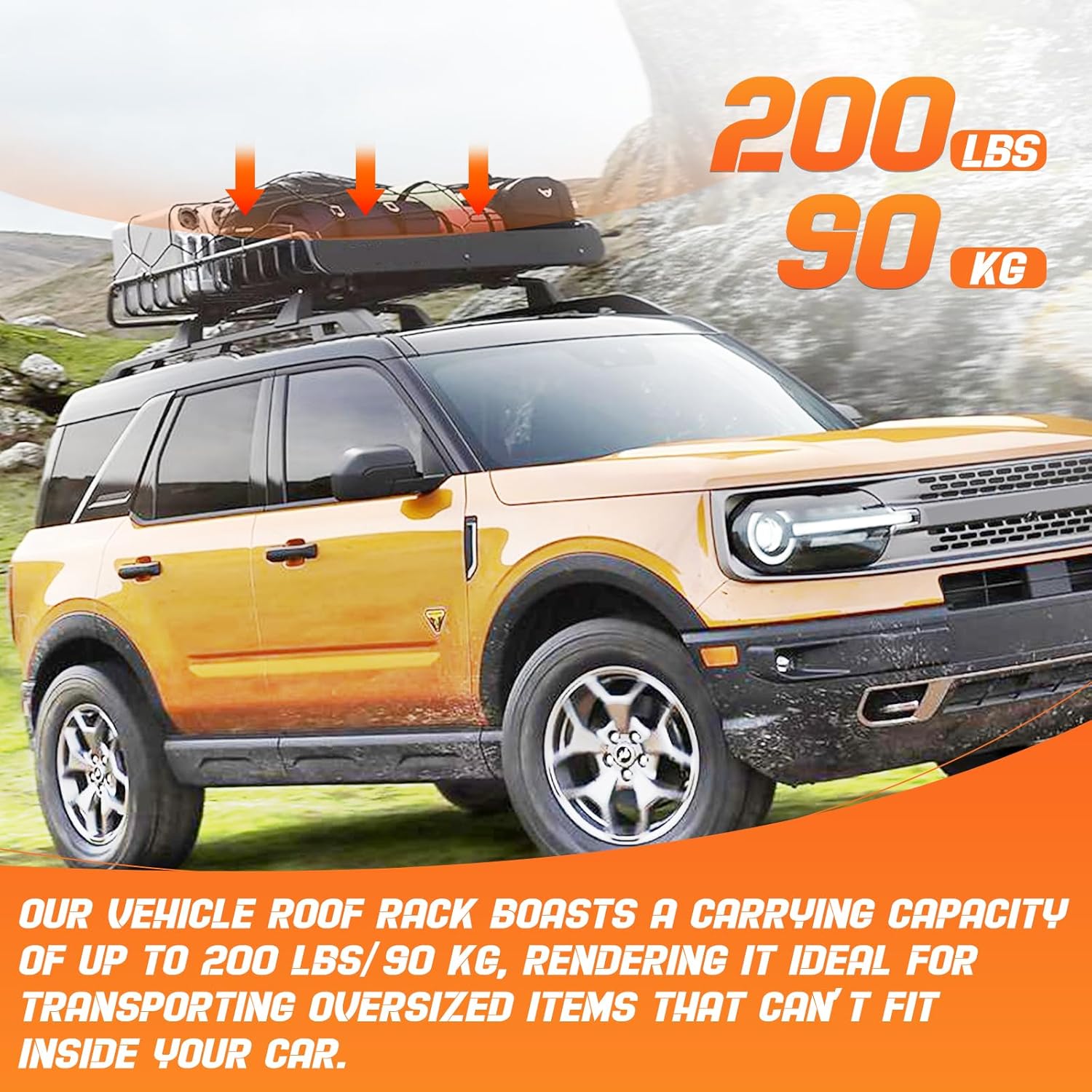 Roof Rack Cross Bars Luggage Carrier Fit for Ford Bronco Sport 2021-2024, Capable of Supporting Up to 200 lbs/90 kg, Ideal for Roof Bags, Roof Boxes, Bike Racks, and Various Other Accessories.