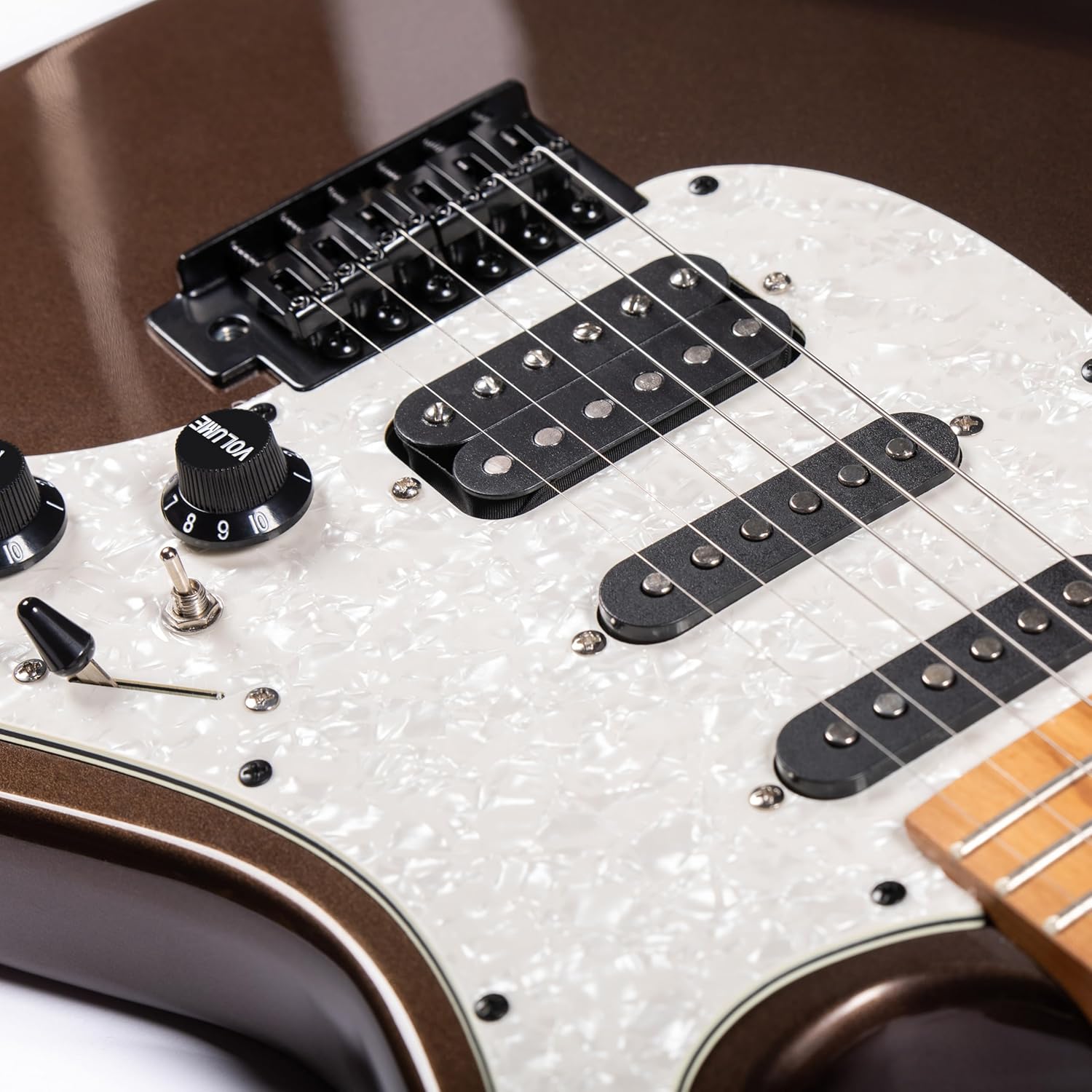 Grote Solid Electric Guitar GSTM-3 Metallic Finish Poplar Body Maple Neck Maple Fretboard (Brown)