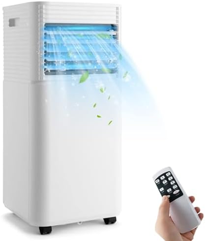 DORTALA Portable Air Conditioners 10000 BTU, AC Cooling Uint with Dehumidifier, Remote Control, 24H Timer & Window Kit, Stand up Air Conditioner for Bedroom, Dorm, Cools up to 350 sq.ft, White+Black