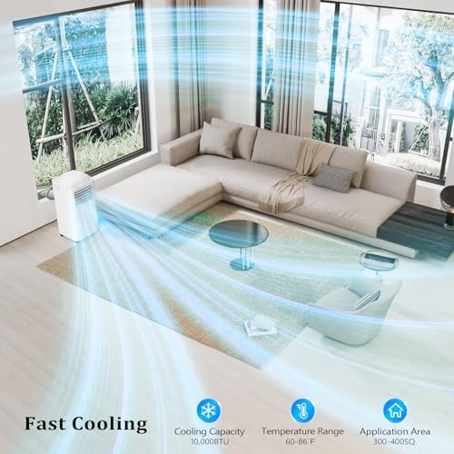ROVSUN WiFi Enabled Smart 10000 BTU Portable Air Conditioner with Remote & APP Control, 3-in-1 Cooler, Dehumidifier & Fan, Powerful Room Mobile AC Unit with Rolling Wheels & Easy Installation Kit