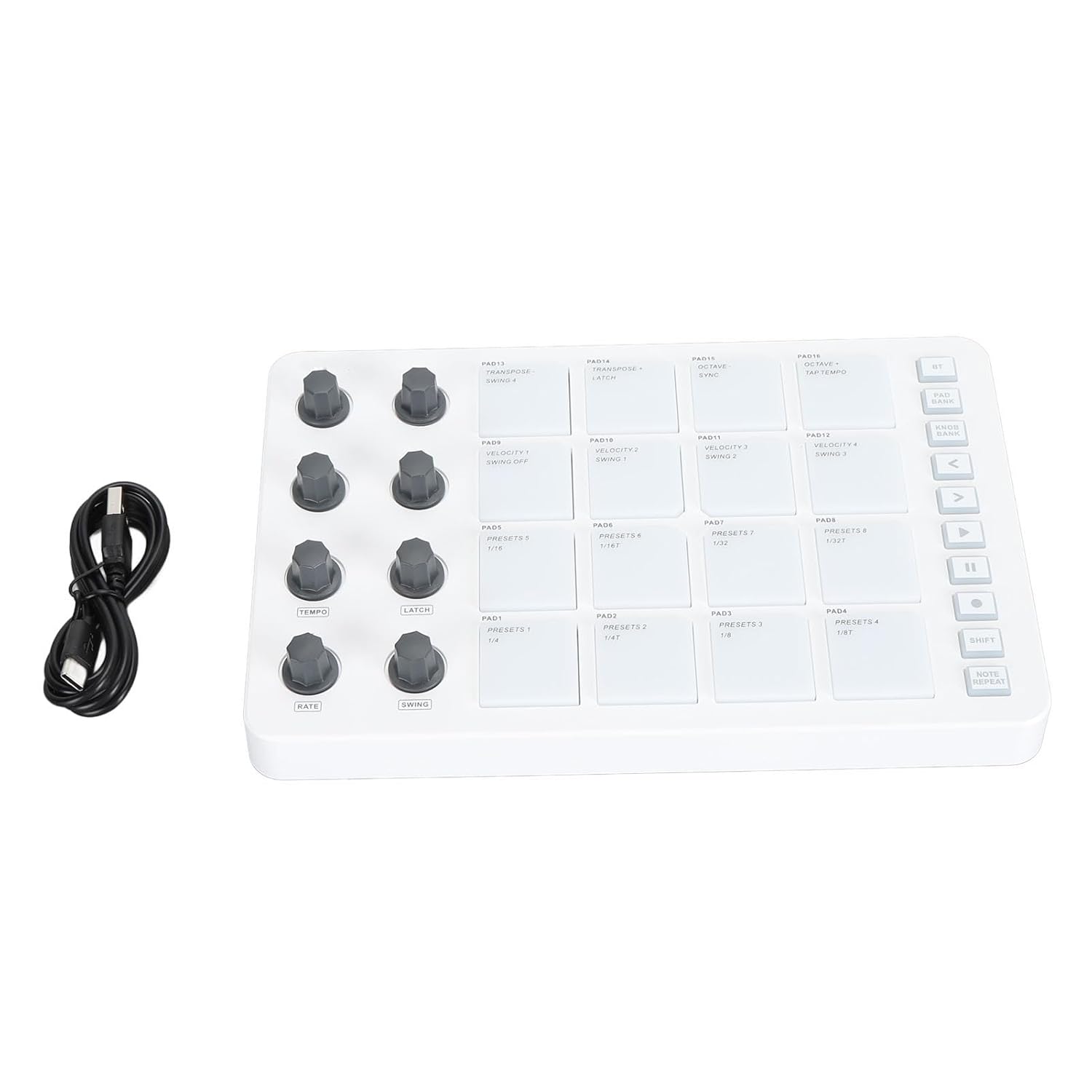 Portable MIDI Beat Pad with 16 RGB Drums, Wireless Controller with Rotating Knobs, for Music Production and Beat Making