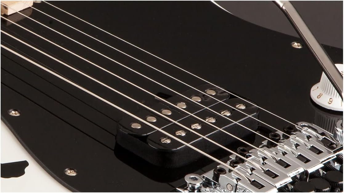 EVH Striped Series Stratocaster Electric Guitar - White with Black Stripes