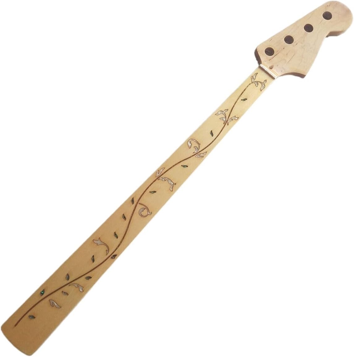 Fretless J Bass Guitar Neck 20 Fret 4 String Maple Fingerboard Vine Inlay Gloss