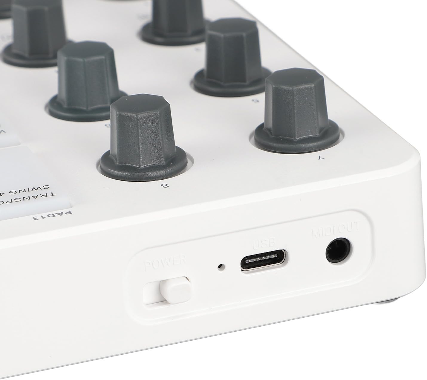 MIDI Pad Controller, Portable SMC PAD Bluetooth MIDI Controller with 16 RGB Backlit Pads, 8 Assignable Knobs, Note Repeat, Full Level Buttons, 3.5mm MIDI Output