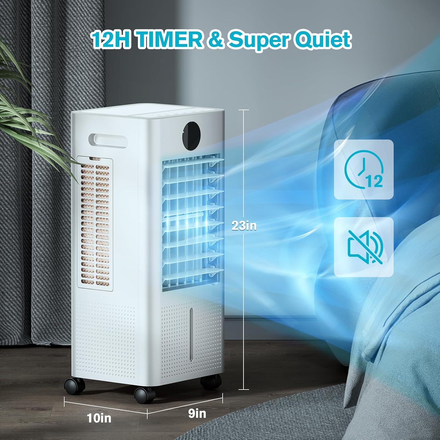 Windowless Portable Air Conditioner, 12H Timer & 2-Gal Tank, 3-IN-1 Portable AC Unit with Remote, 75°Oscillation, 3 Modes & 3 Speeds, Ultra-Quiet 24