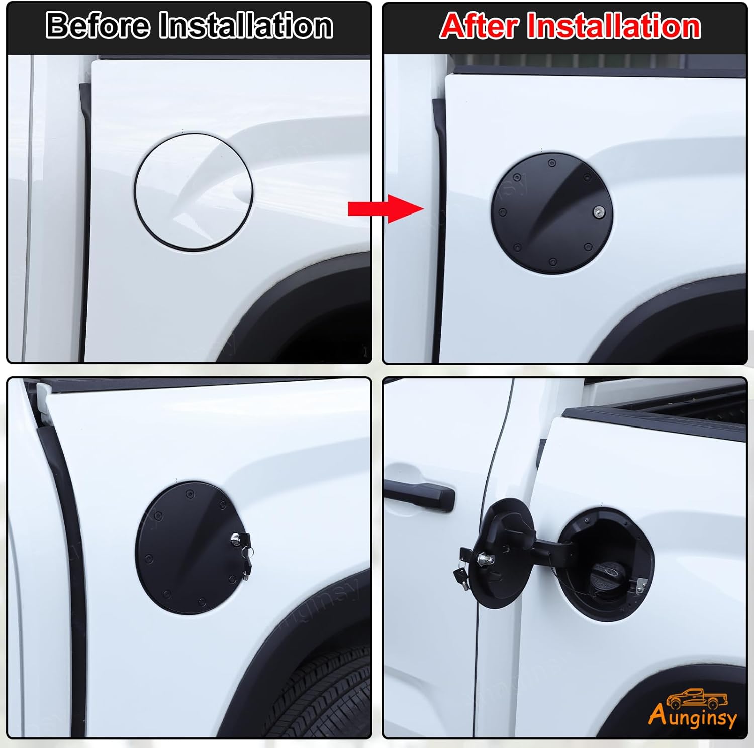 Aunginsy Fuel Tank Cap Replacement Anti-theft Lock Cap Compatible with Toyota Tundra 2022-2025 Car Door Fuel Tank Cover W/Lock Gas Caps Tank Trim Cover Fuel Filler Protector with Key/Lock Accessories