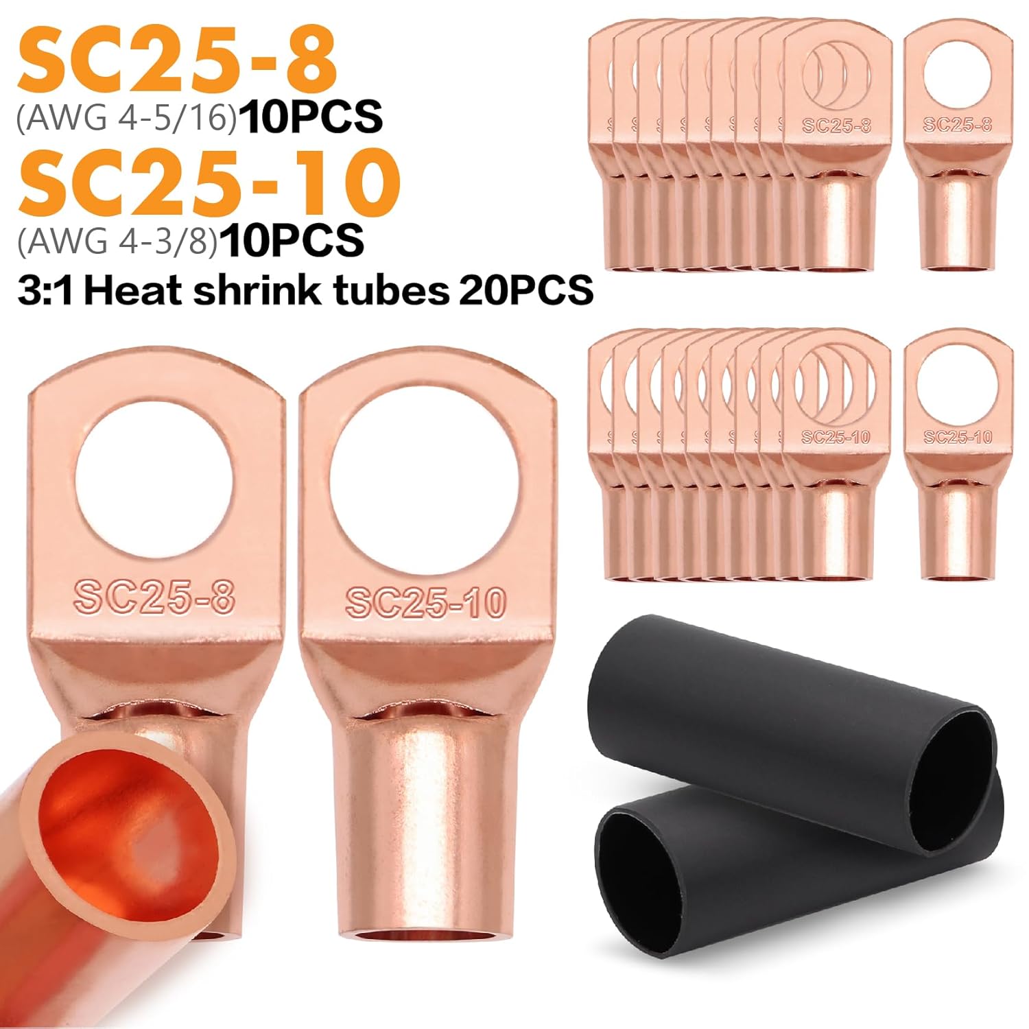 Jeemiter 4 Gauge CCA Wire Complete Kit: 100ft (50ft Red + 50ft Black) for Multiple Amp Rigs & Full Vehicle Audio Install | Includes All Terminals