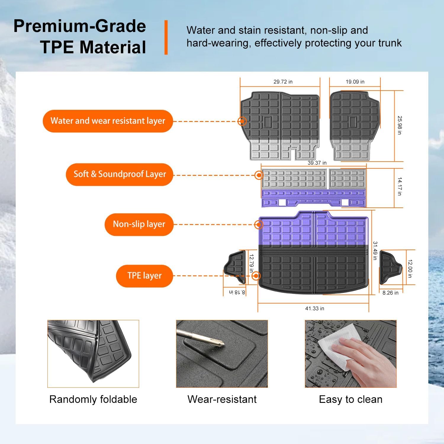 powoq Fuel Cargo Mat Compatible with 2023 2024 2025 2026 Honda CRV Trunk Mat TPE Trunk Liner Backrest Cargo Liner Replacement for 2023 2024 2025 2026 Honda CRV Accessories (Fit Fuel Lower Deck)