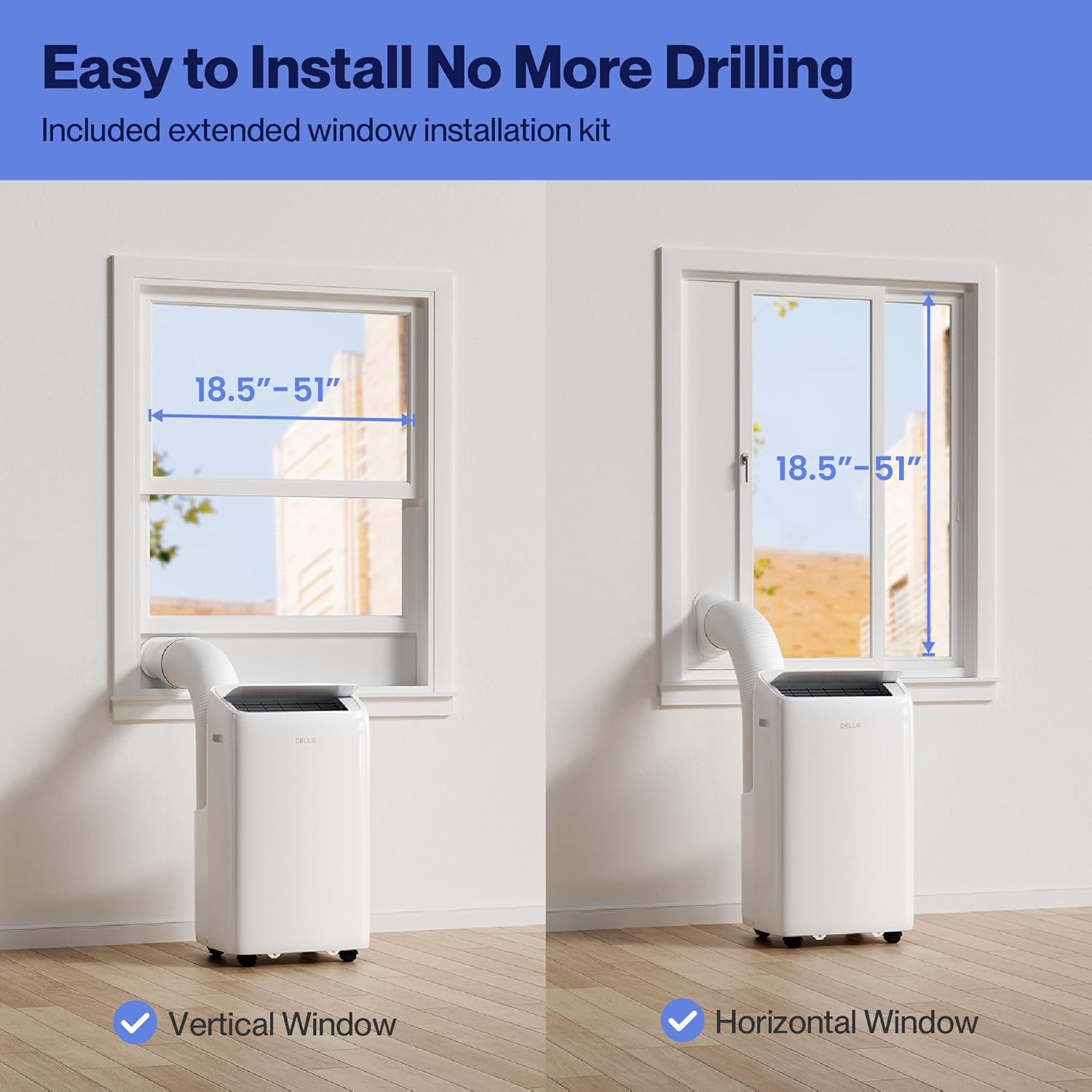 Della 14000 BTU Ultra Quiet Inverter Portable Air Conditioner Works with Alexa Cools Up To 450 Sq. Ft. Smart Wifi Portable AC Unit with Remote & App Control, Dehumidifier & Fan, Sleep Mode(45dB)