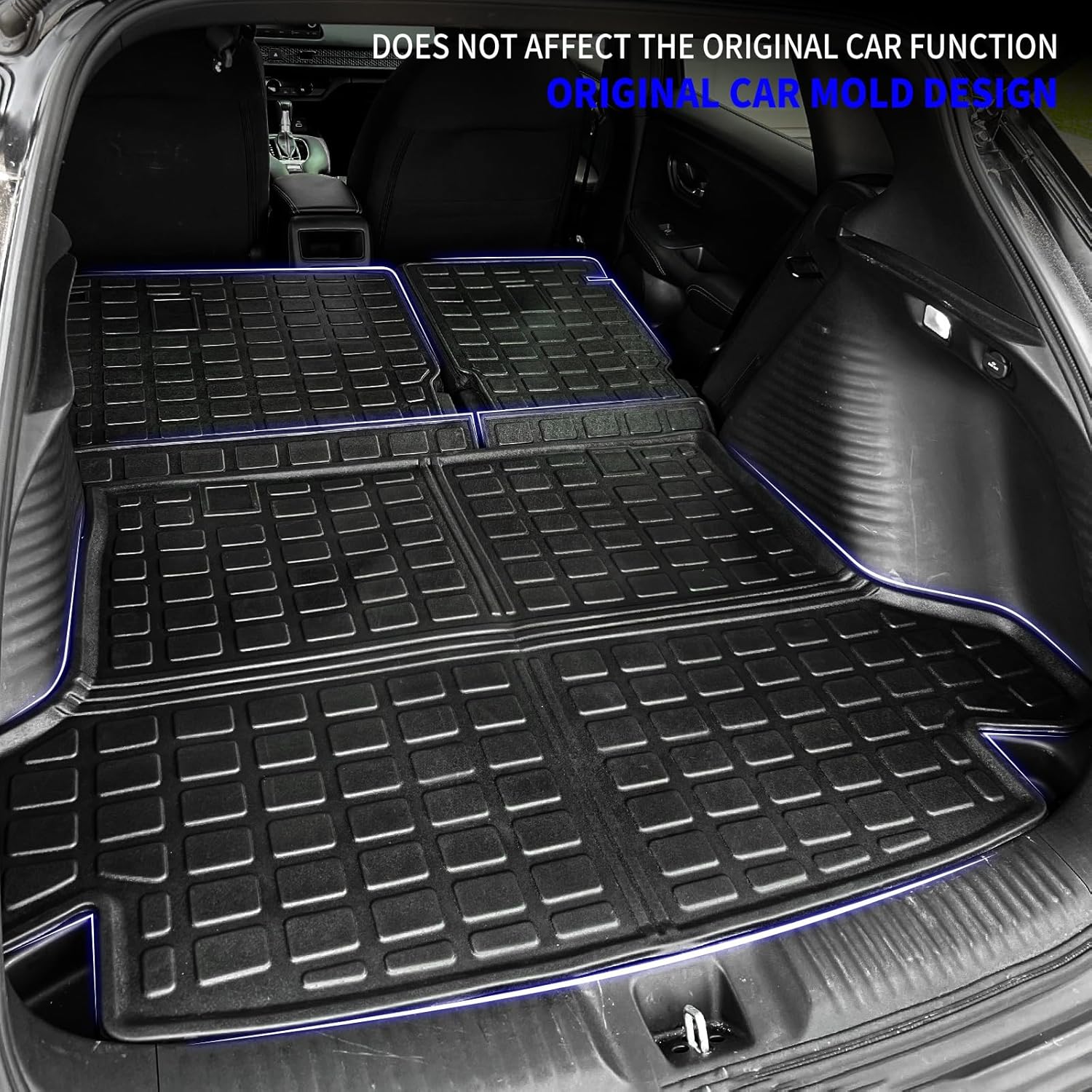 Rongtaod Floor Mats Compatible with 2023-2025 2026 Honda HRV Trunk Mat Cargo Mat Cargo Liner All Weather Back Seat Cover Protector 2024 HR-V Accessories (Trunk Mat+Backrest Mats+Floor Mats)