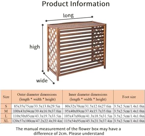 Wooden Air Conditioner Cover, Solid Wood Air Conditioner Flower Rack, Decorative Air Conditioner Fence, Garden Balcony Air Conditioning Privacy Screen,Living Room