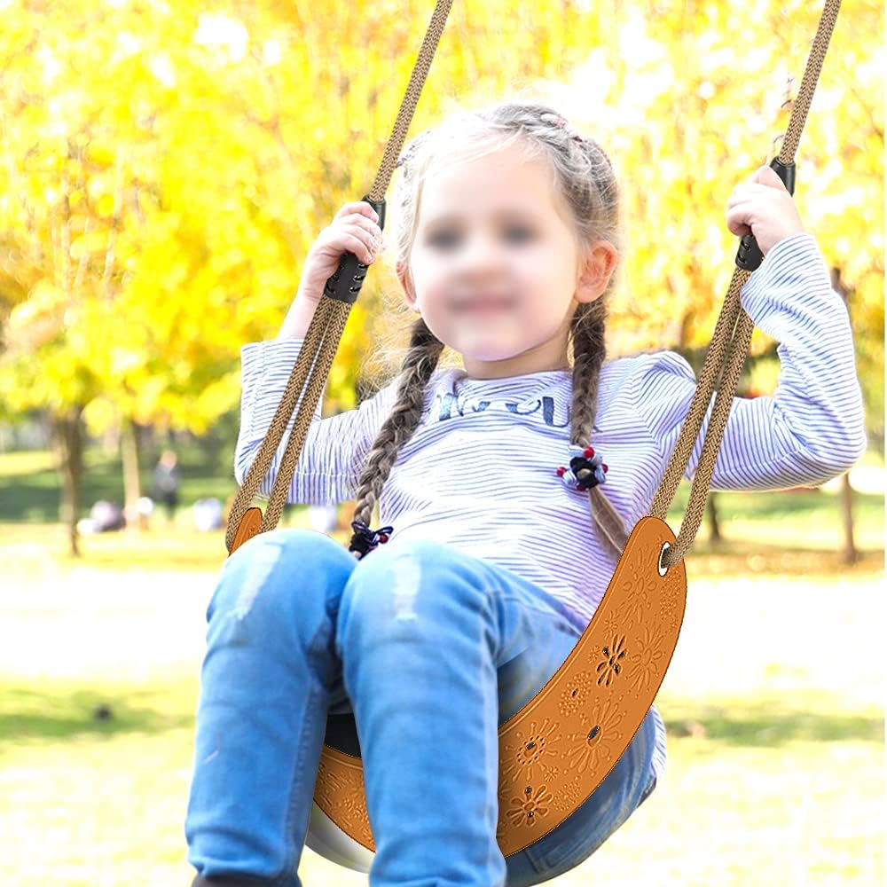 SELEWARE Toddler Swing Set Accessories, High Back Full Bucket Swing Seats with Adjustable Rope and 4 Locking Carabiners, Cute Elephant Shape Design 600LB Capacity (2 Pack)