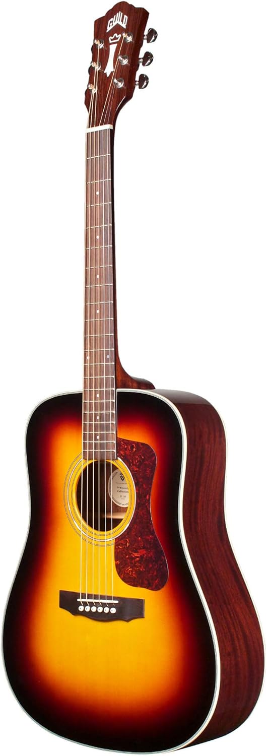 Guild Guitars D-140 ATB Acoustic Guitar, Antique Burst, All Solid Woods Dreadnought, Westerly Collection, with Premium Gig Bag