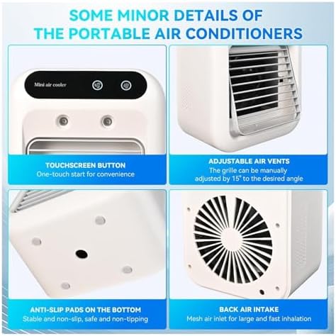 Portable Air Conditioner Fan, Personal Evaporative Air Cooler with 2 Speeds and 2 Cool Mists, Desktop Cooling Fan for Room Office Desk Camping or Car