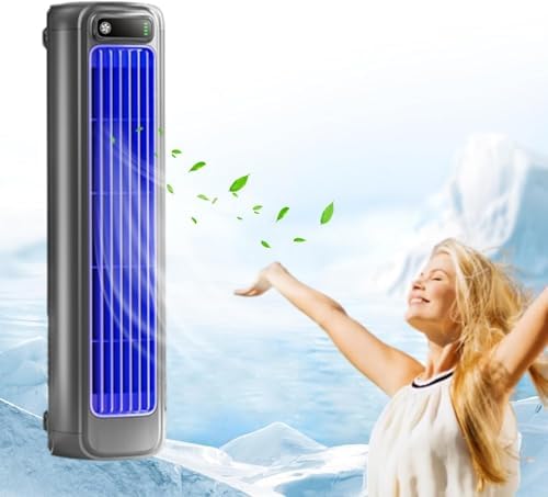 KtEli Portable Air Conditioners Cooling Fan，Air Conditioner, Silent Portable Bladeless Fan, 3 Wind Speeds, Screen Power Display, Ultra Long Battery Life, For Bedroom, Kitchen (Rechargeable)(Gray)