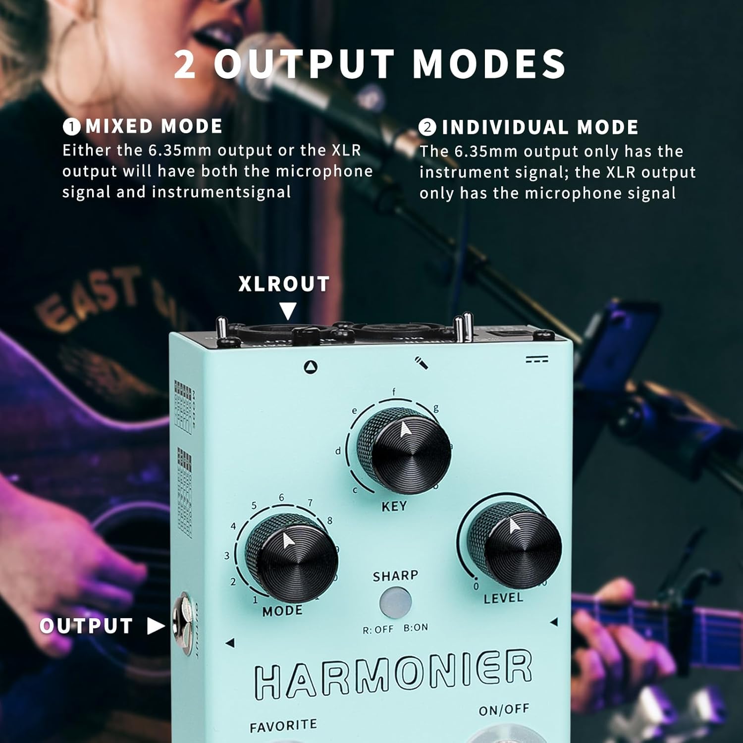 MOOER Harmonier Vocal Effects Processor Guitar Voice Pedal Vocal Stompbox Microphone Amplifier for Live Singing Streaming Recording (MVP2)
