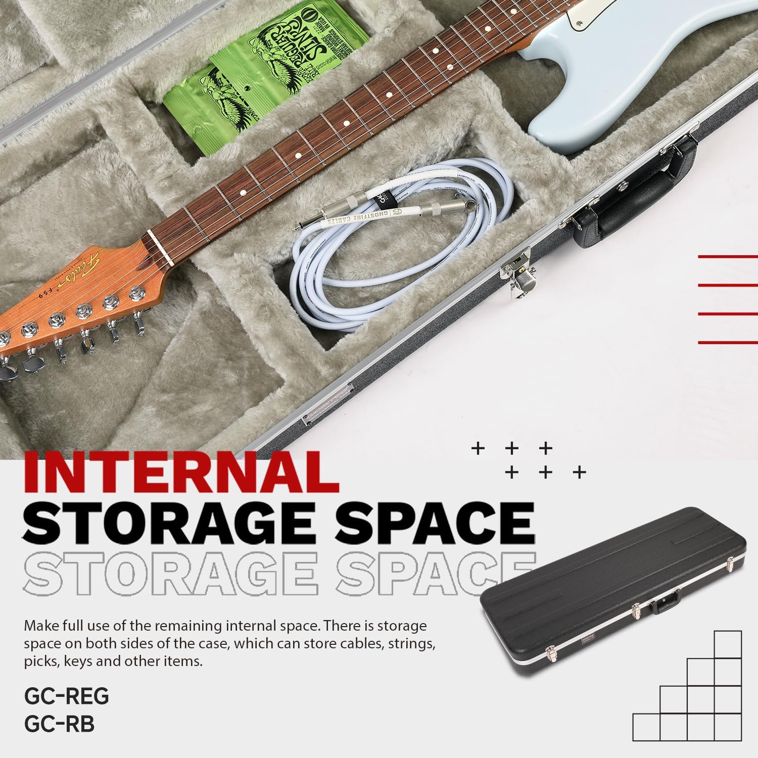 GHOSTFIRE Hard-Shell Electric Guitars Case Super thick ABS Molded Case fit ST/TL (Electric Guitar)