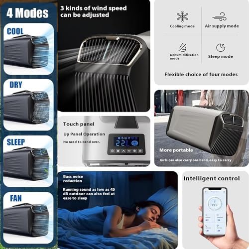 Portable Air Conditioner 5400 BTU, Cooling & Heating with Remote, 4 Modes (Dehumidifier, Cooler, Fan, Sleep), 3 Speeds, Low Noise for Home, Office, School & Business - Black