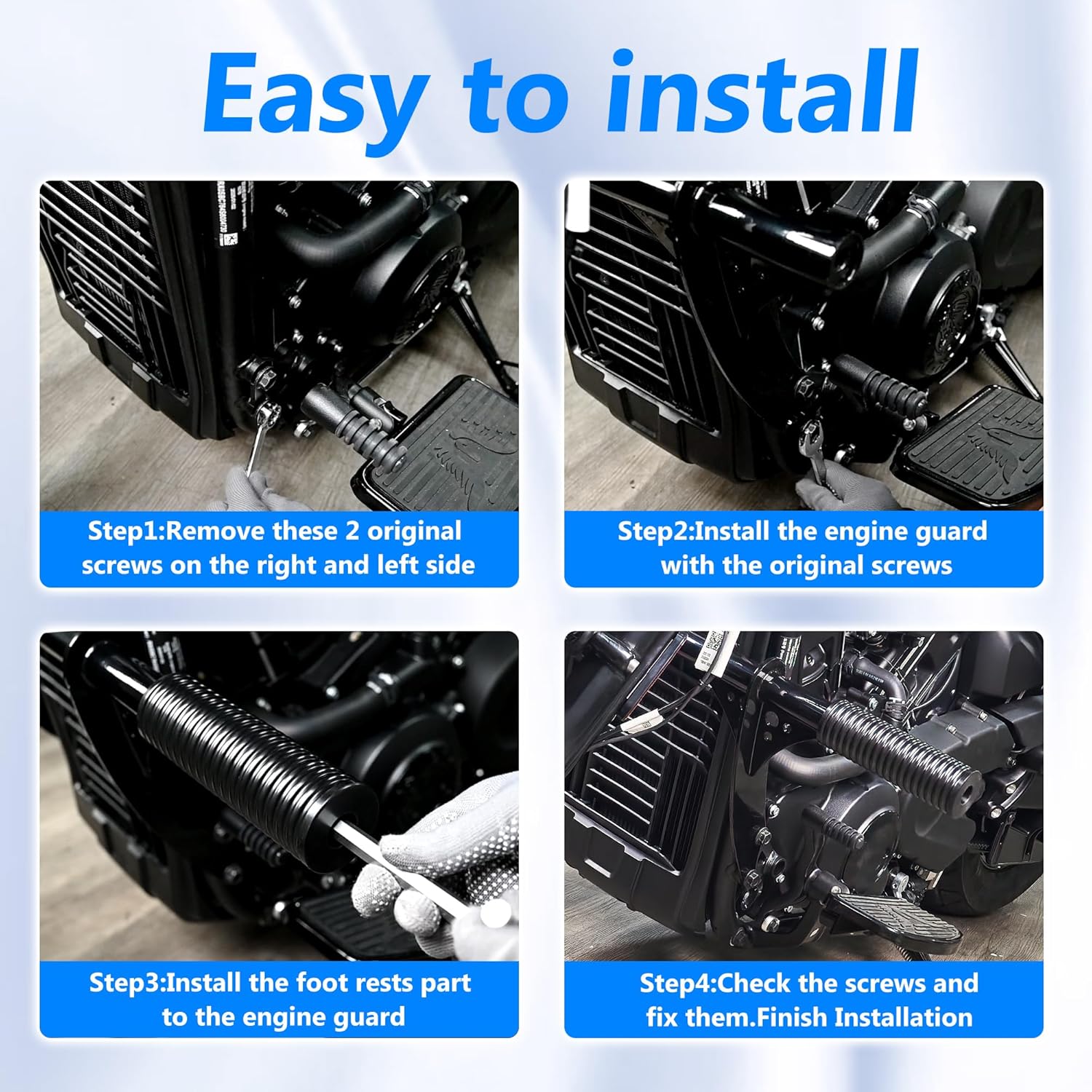 Accessories FOR 2025 Scouts Models,Engine Guard Crash Bars Tip-Over Falling Protectors Rider Highway Foot Rests for Indian Scout Bobber 2025 (Glossy Black Style)