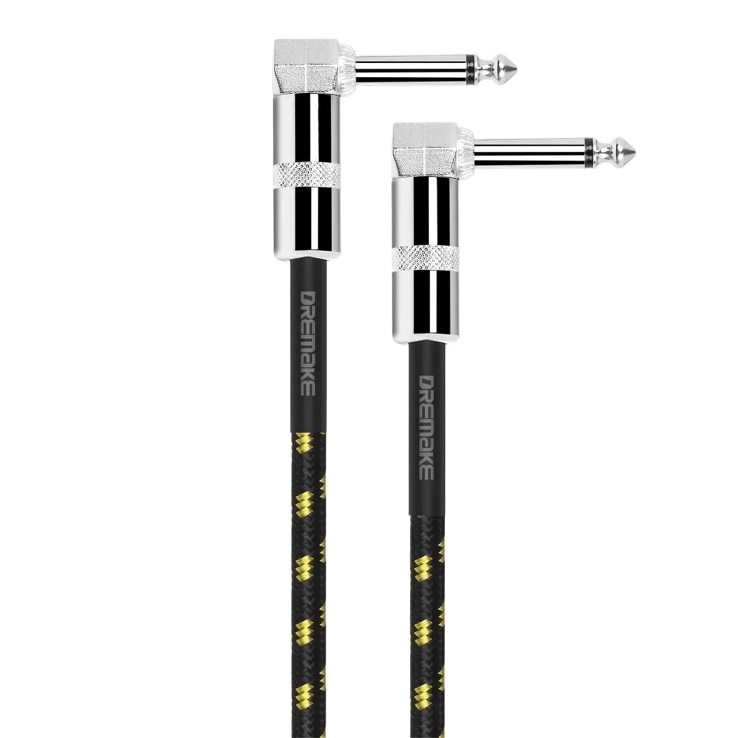 Guitar Cable Jack 6.5mm to 6.5mm 1/4'' Mono Patch Cable for Acoustic Guitar Electric Mandolin Pro Audio to Amp/PA Certified(Yellow Right Angled,5m)