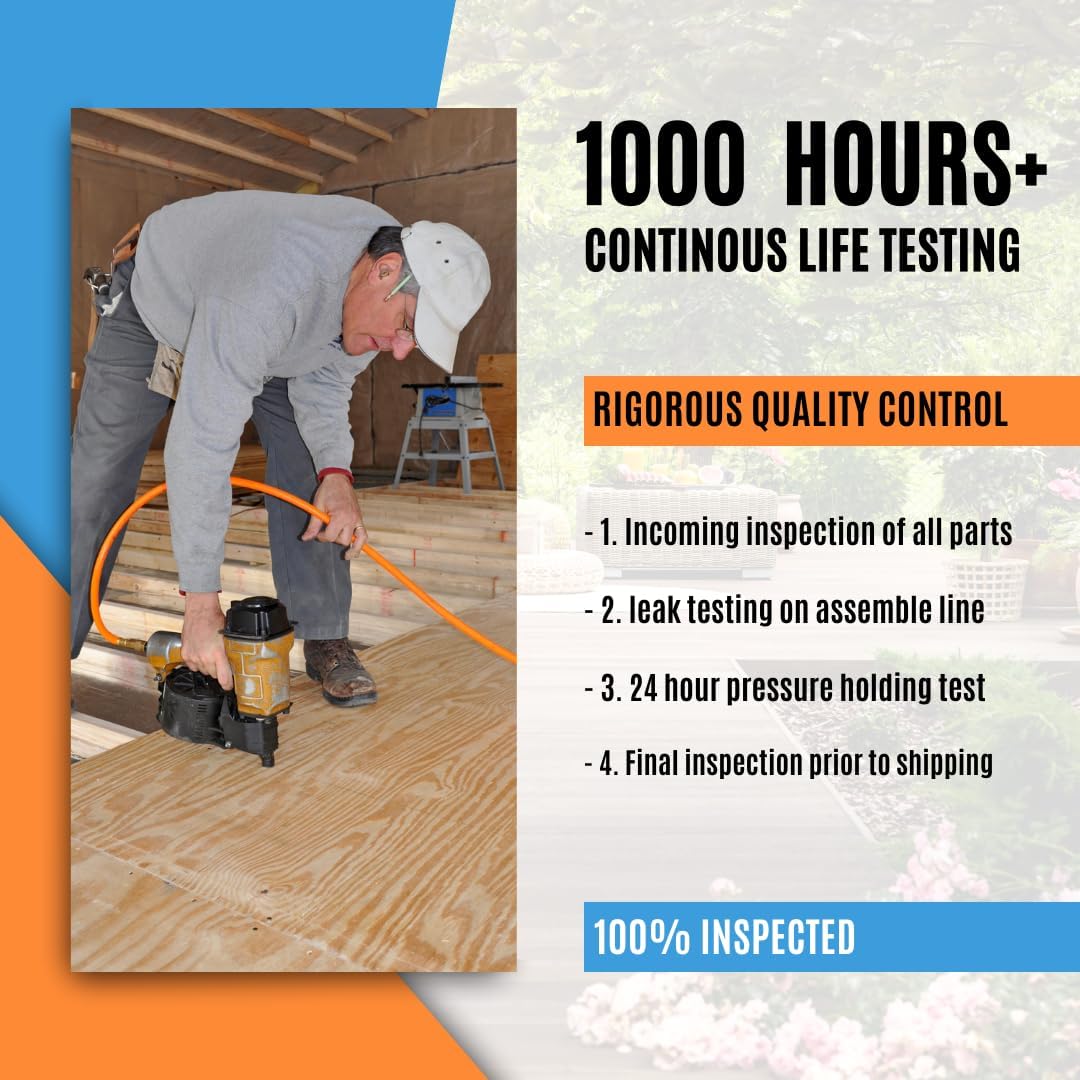 Quiet Air Compressor, Only 68dB, 8 Gallon Steel Tank, 2.8CFM @ 90PSI, Oil-Free, Electric Air Compressor Perfect for Woodwork Nailing, Garage, Car, Pneumatic Tool, Includes 11 Accessories