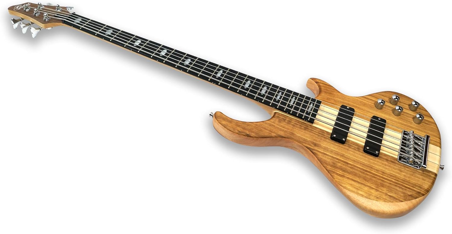 TARIO 5 String Electric Bass Guitar Millettia Laurentii+Okoume body maple neck