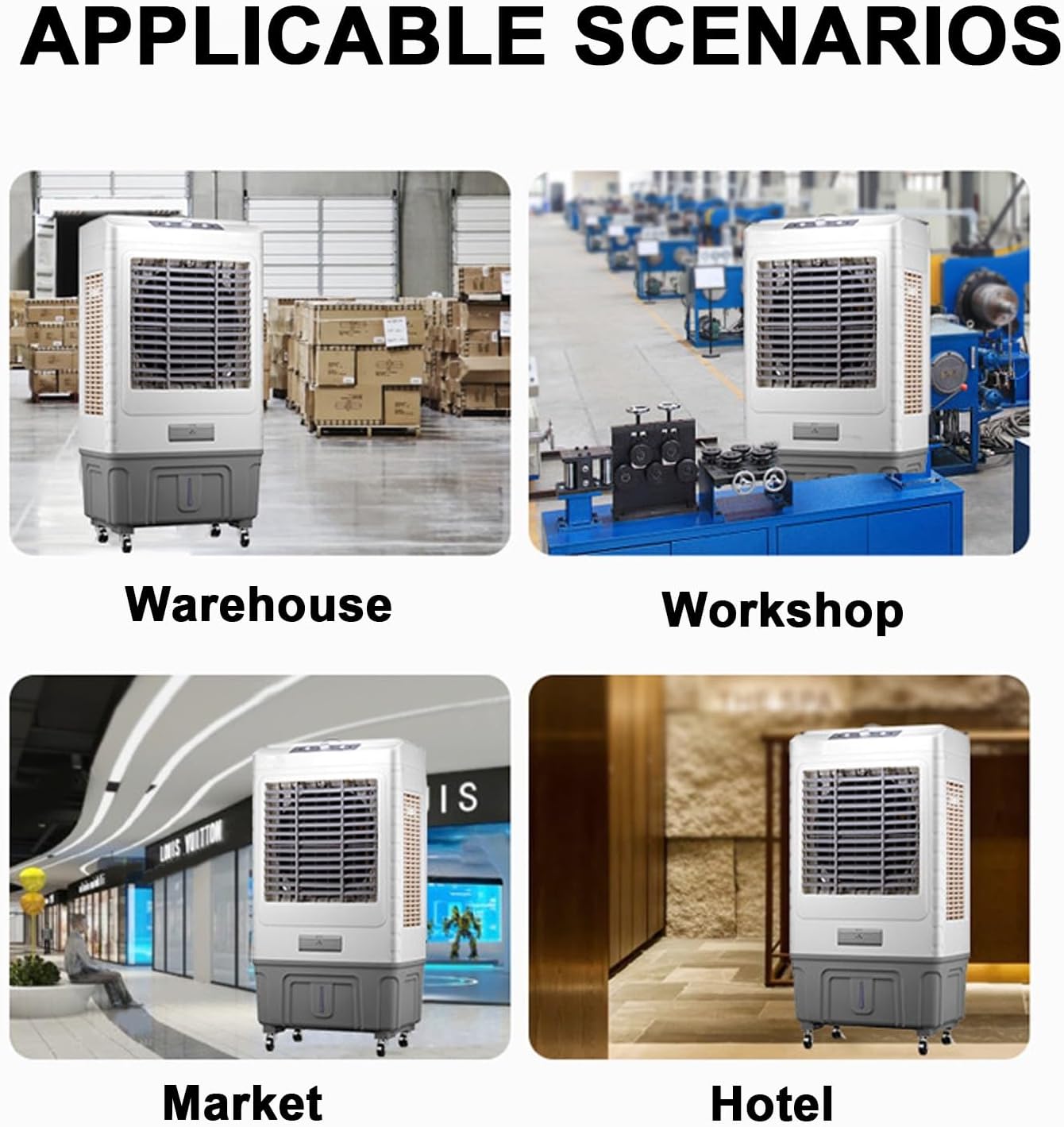 Mobile Air Conditioner, 3 In 1 Evaporative Air Cooler, 3 Wind Speeds, 50L Water Tank, with 6 Ice Boxes & Remote Control, 1-7H Timer, Portable Air Conditioner Fan, for Home Office Dorm (Size : 50L)