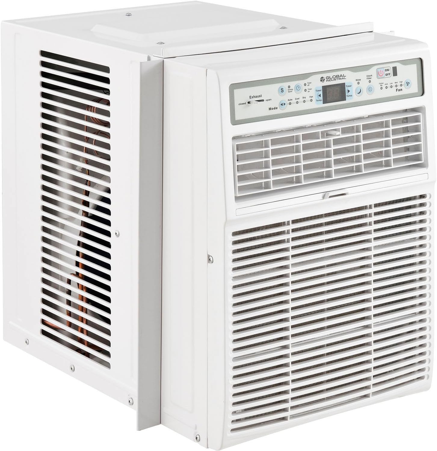 Global Industrial Slider/Casement Window Air Conditioner, 10000 BTU, 115V, R32 Refrigerant, Up to 450 Sq. Ft. Coverage, Digital LED Display, Includes Remote Control