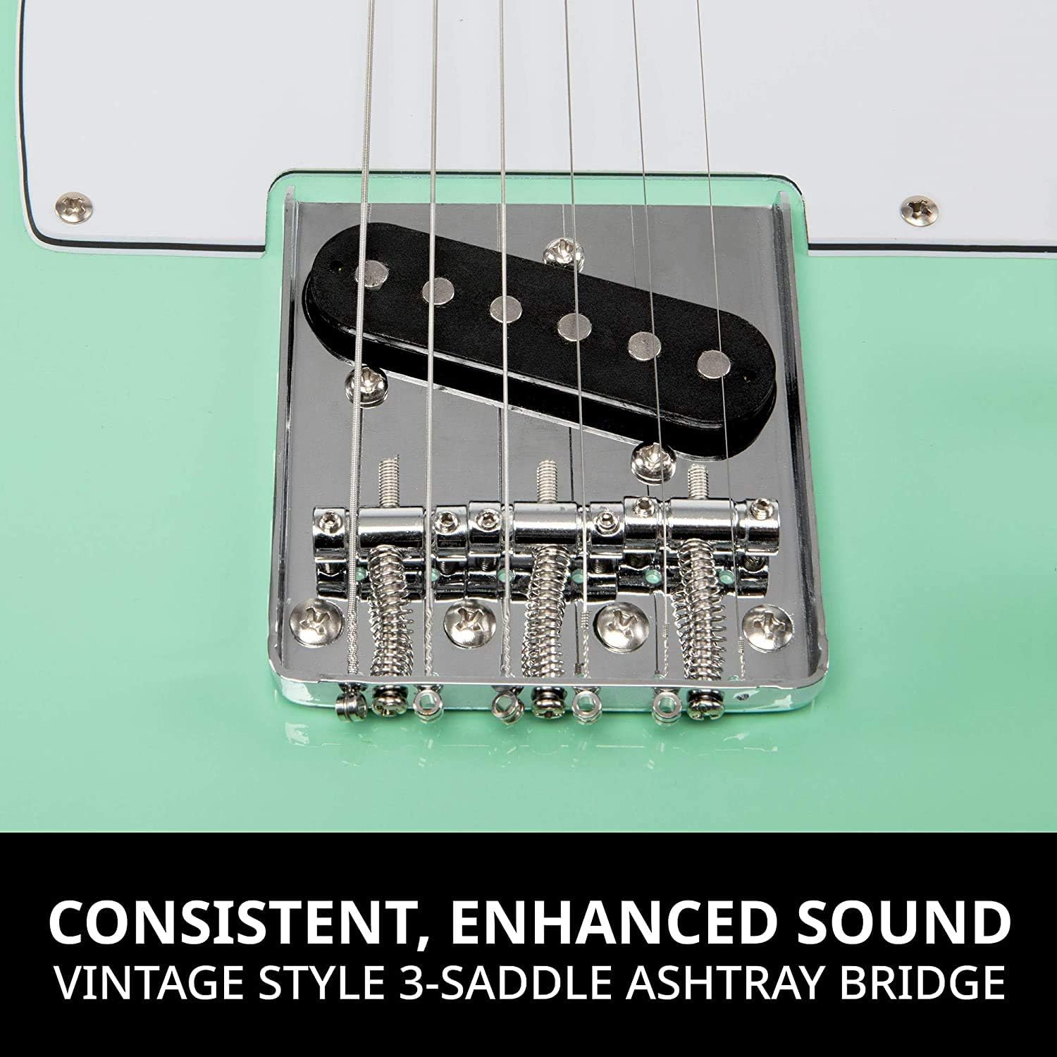 LyxPro Full-Size 39” Electric Telecaster Guitar Green, Solid Wood, Mackie Onyx Artist 2-2 Audio/Midi interface With Pro Tools First/Tracktion Music Production Software Kit, Professional Headphones