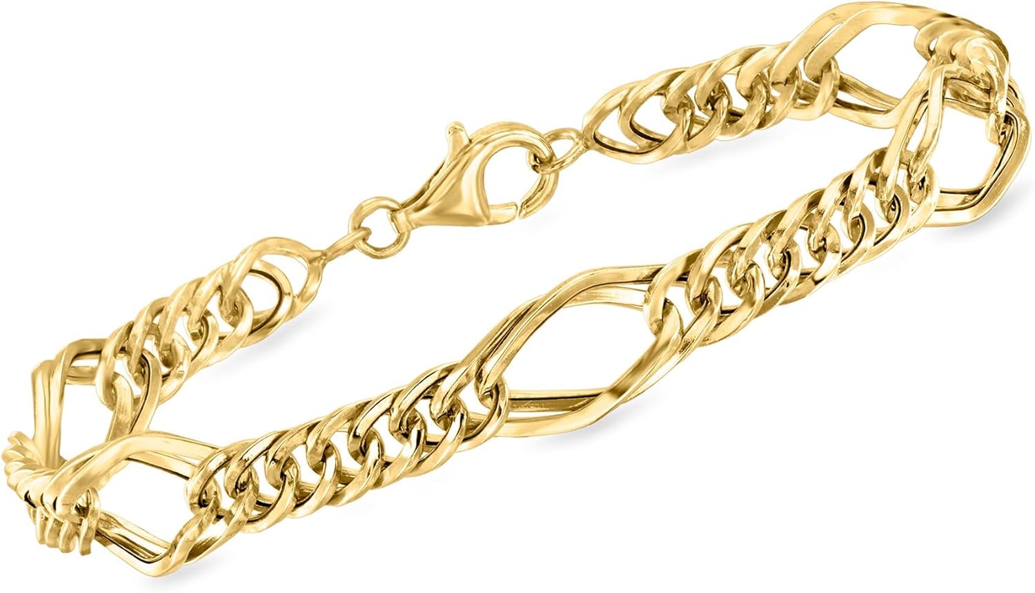 Ross-Simons 14kt Yellow Gold Geometric Oval-Link Bracelet