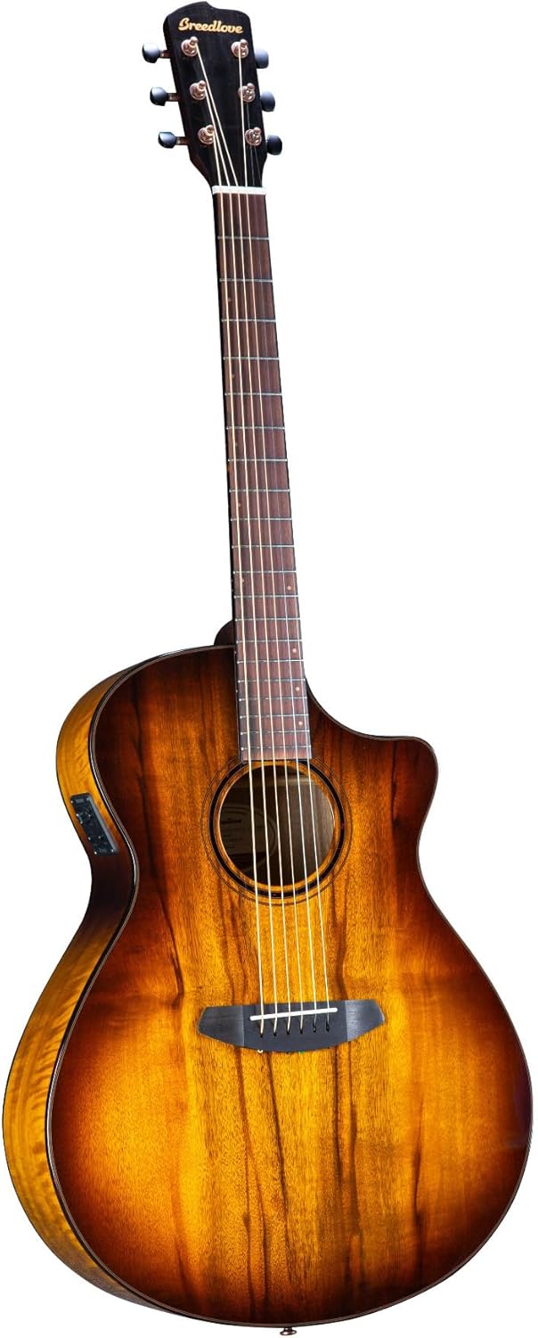 Breedlove Pursuit Exotic S Concerto 6-String Myrtlewood Made Acoustic Guitar CE with Slim Neck Profile and Pinless Bridge (Right-Handed, Tiger's Eye)