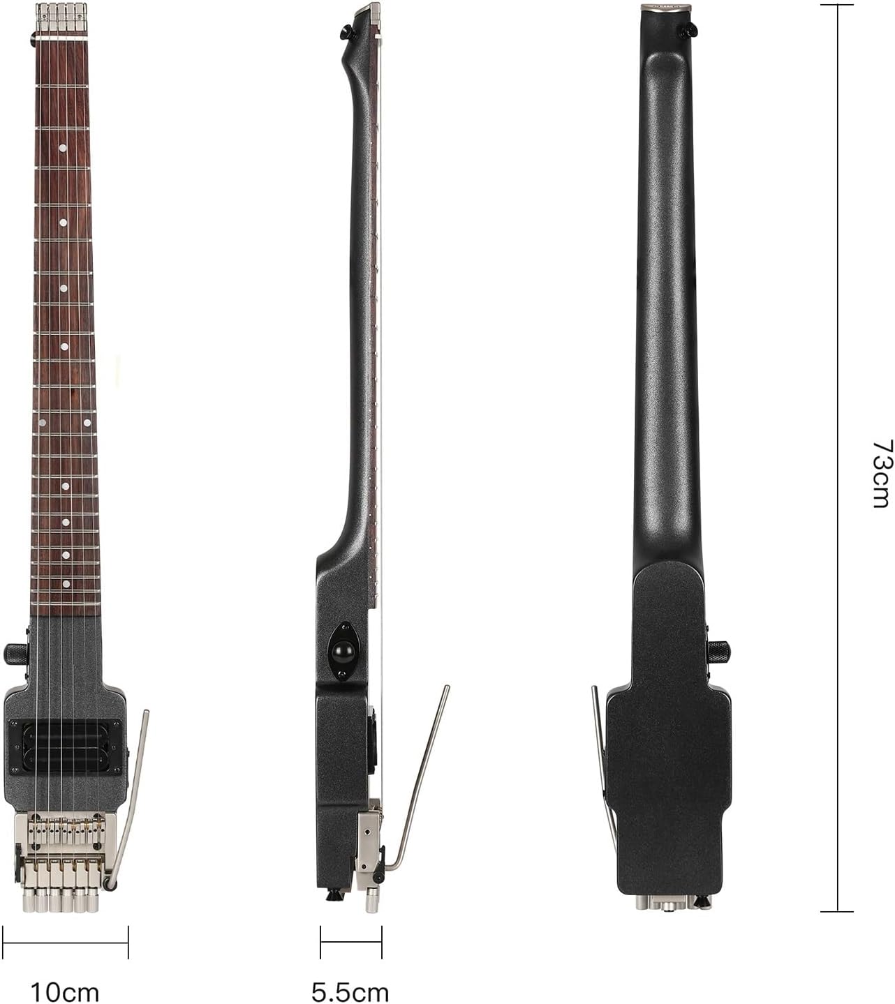 VENEKA Headless Electric Guitar 6 String Travel Headless Electric Guitar with Double Locking Tremolo Bridge and Dual Rail High Output Pickup (Color : 02)