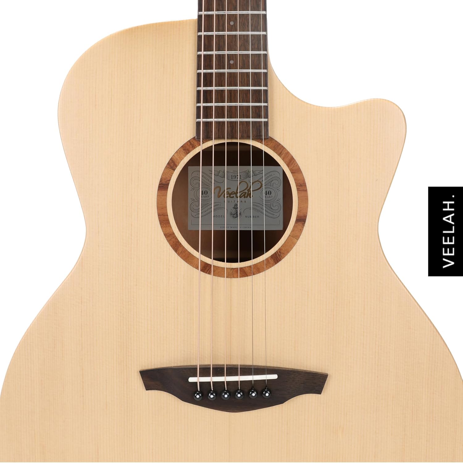 V1-GAC Acoustic Guitar Solid Top GA Cutaway Acoustic Guitar Mahogany Back and Sides with Gig Bag
