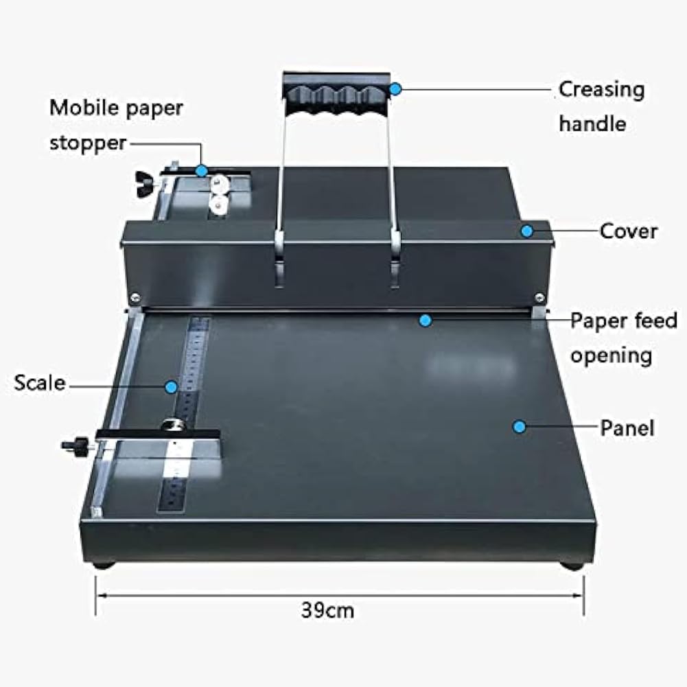 350Mm Manual Creasing Machine, Scoring Paper Creasing Machine, A3/A4 Paper Folding Machine, Desktop Heavy Duty Metal Paper Creaser, for Paper Card Book Scoring