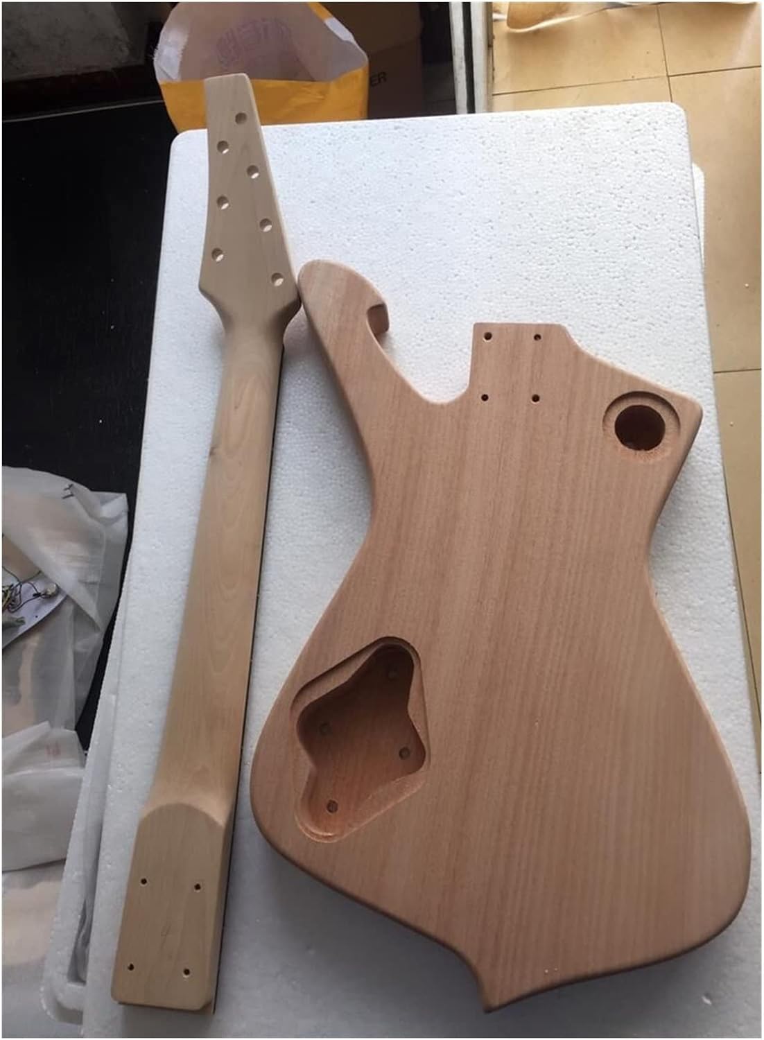 TSTS 7 String Electric Guitar DIY Kit, Mahogany Body, Maple Neck, Rosewood Fretboard, 22 Frets, Brown