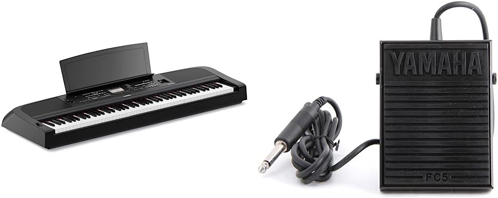 Yamaha DGX670B 88-Key Weighted Digital Piano, Black (Furniture Stand Sold Separately) & FC5 Compact Sustain Pedal for Portable Keyboards, black