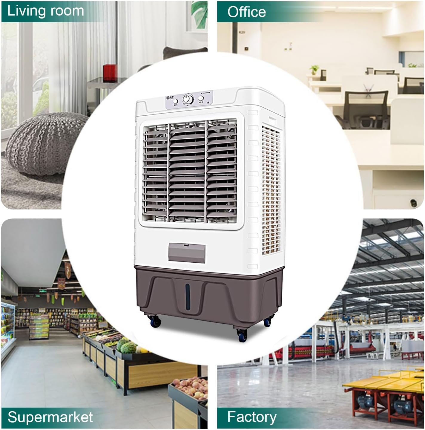 Evaporative Air Cooler portable air conditioners, Fan Cooler with 120° Oscillating, 3 Wind Speeds, 90 L/24 gal Water tank, for Outdoor Indoor Use