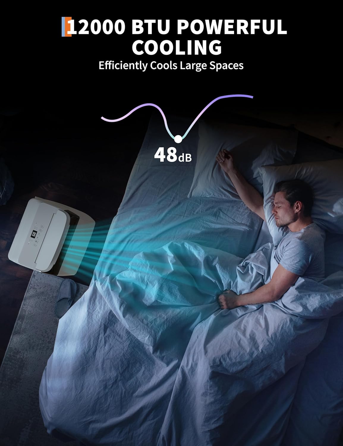 12,000 BTU Portable Air Conditioners Cools 550 Sq.Ft, 3-in-1 Portable AC Dehumidifier Fan, Remote Control Window Kit, Quiet Portable Air Conditioners for Bedroom 48dB for Home, Office (ASHRAE)