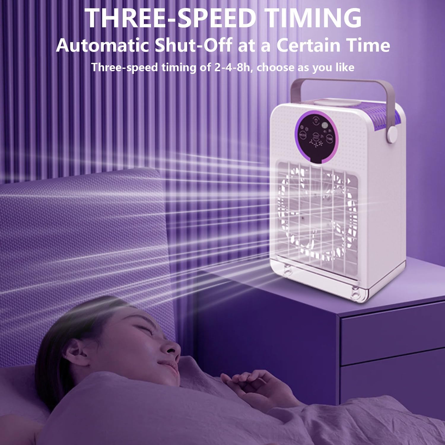 Dual Mode Water Air Conditioner, Aire Acondicionado Portatil, with 700ml Visible Water Tank and Colorful Touch Screen, 3-Speed Timing Speed Adjustment, Noise ≤50db