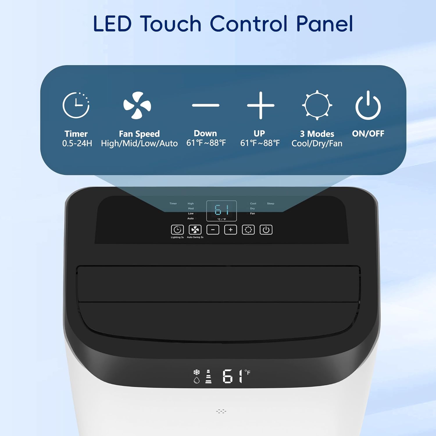 12000 BTU Portable Air Conditioners Cools Up to 500 Sq.Ft, Portable AC Unit with Cool, Dry, Fan Modes, Standing AC Unit with Remote Control and Installation Kit